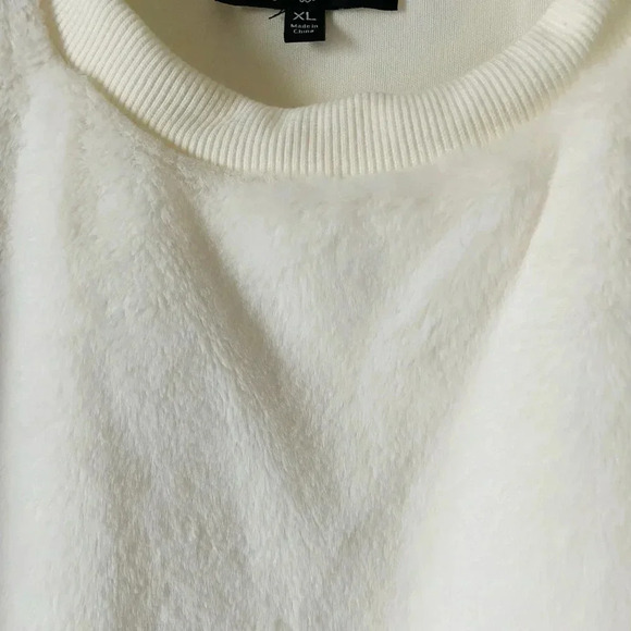 ALISON ANDREWS* Women's Crew Neck Faux Fur High-low Cream Lined Sweatshirt Sz XL - Picture 8 of 9